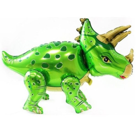 Ходячая фигура из фольги Динозавр Трицератопс зеленый 36"/91см под воздух