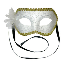 Карнавальная маска Мистерия белая с цветком